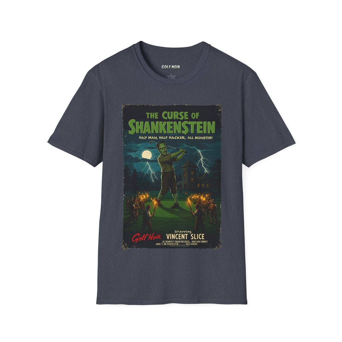 THE CURSE OF SHANKENSTEIN T-Shirt - Starring VINCENT SLICE - Golf Noir Signature Apparel