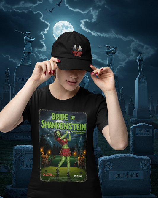 BRIDE OF SHANKENSTEIN T-Shirt - Starring VIVIAN SLICE (A Vincent Slice Design)- Golf Noir Signature Apparel
