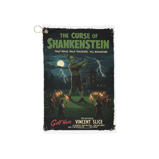 The Curse of Shankenstein Golf Towel — Vintage Horror Movie Poster Parody Design