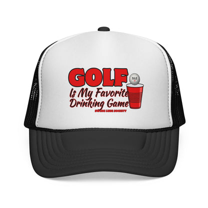 Golf Is My Favorite Drinking Game Trucker Cap - Swing Lube Society Headwear