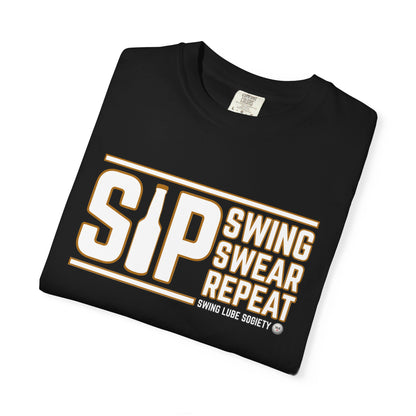 Sip Swing Swear Repeat T-Shirt — Swing Lube Society Signature Apparel