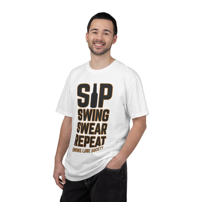 Sip Swing Swear Repeat T‑Shirt — Swing Lube Society Signature Apparel