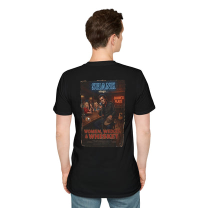 WOMEN, WEDGES, & WHISKEY GOLF NOIR T-Shirt - Starring SHANK WILLIAMS