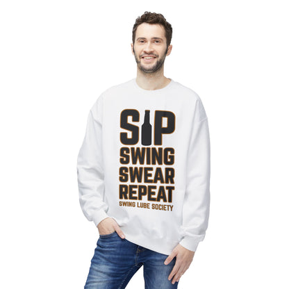 Sip Swing Swear Repeat Crewneck Sweatshirt - Swing Lube Society Signature Apparel