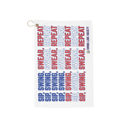 "Sip. Swing. Swear. Repeat." Swing Lube Society Trademark Towel