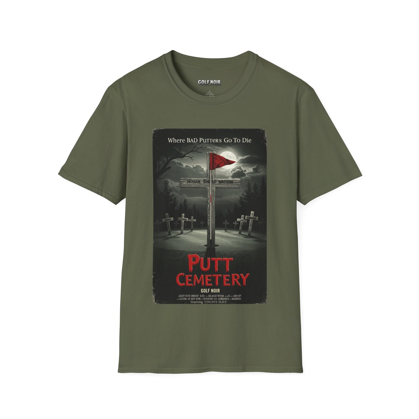 PUTT CEMETARY T-Shirt - Starring VINCENT SLICE - Golf Noir Signature Apparel