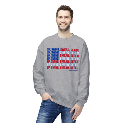 "Sip, Swing, Swear, Repeat" Crewneck - Swing Lube Society Signature Apparel