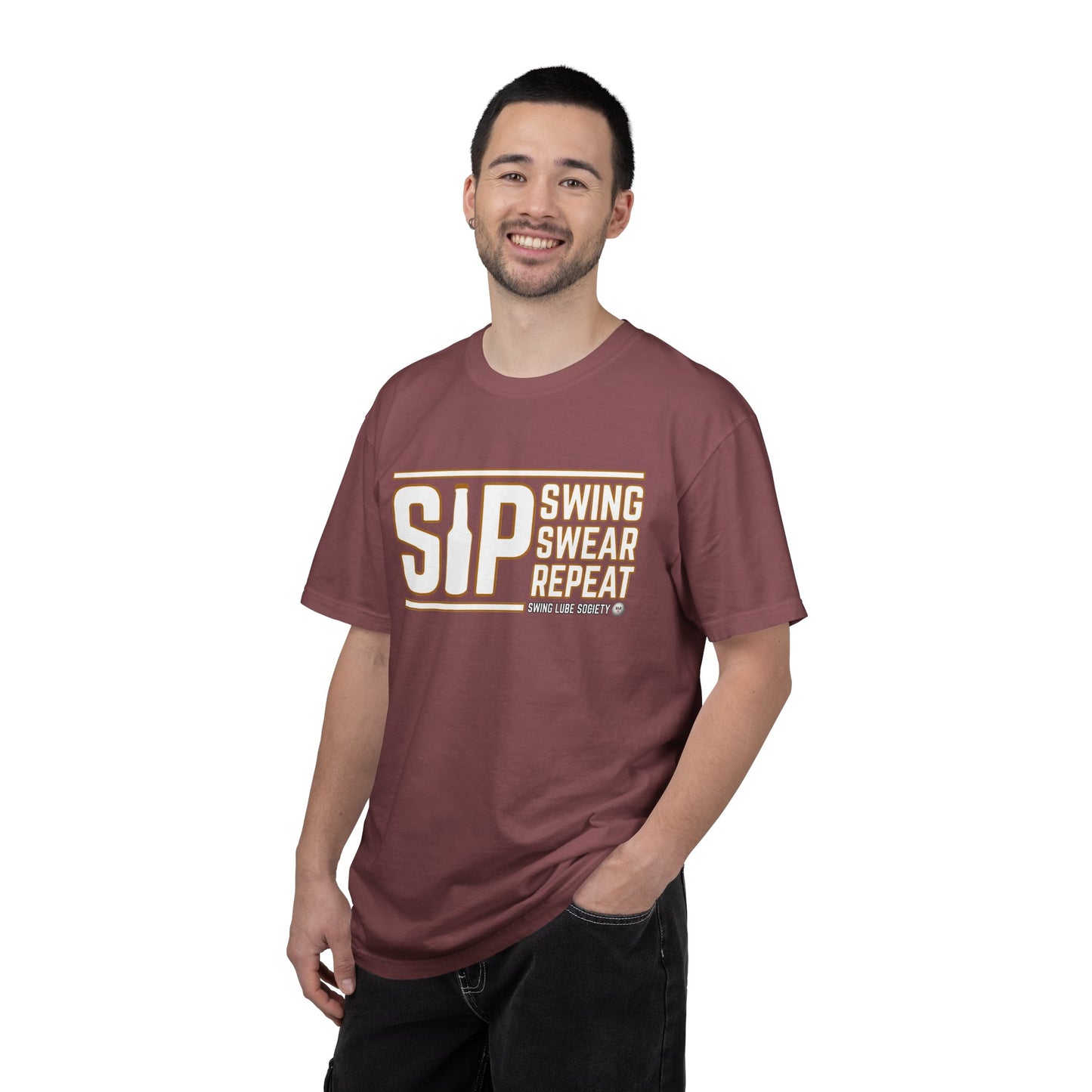 Sip Swing Swear Repeat T-Shirt — Swing Lube Society Signature Apparel
