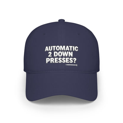 Automatic 2 Down Presses? Low Profile Golf Hat — Tee Box Trash Talk Signature Headwear