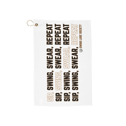 "Sip, Swing, Swear, Repeat" Swing Lube Society Trademark Towel