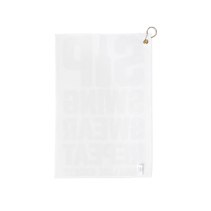 Sip, Swing, Swear, Repeat Golf Towel — Swing Lube Society Trademark Towel
