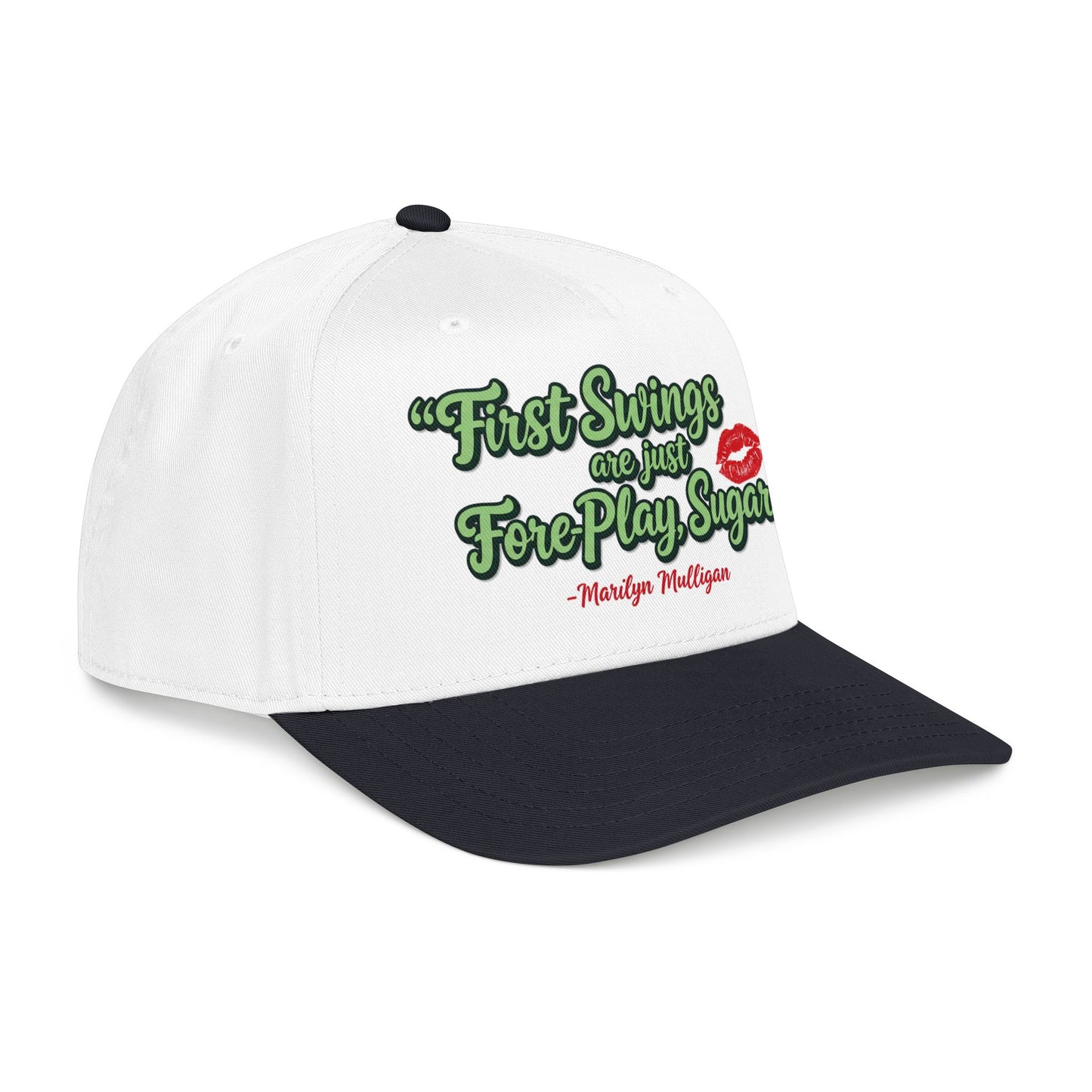 "First Swings are just Fore Play, Sugar!" Baseball Cap - Golf Noir Marilyn Mulligan Statement Headwear