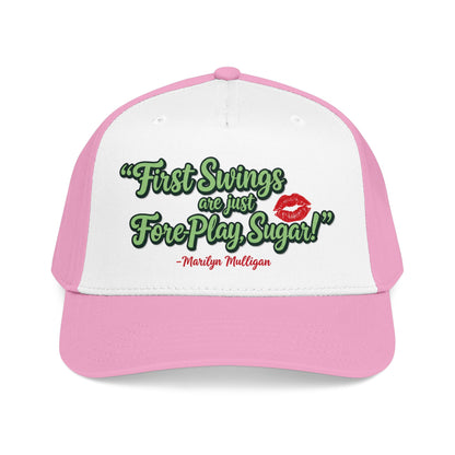 "First Swings are just Fore Play, Sugar!" Baseball Cap - Golf Noir Marilyn Mulligan Statement Headwear