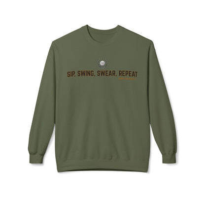 Sip, Swing, Swear, Repeat Sweatshirt - Swing Lube Society Signature Apparel