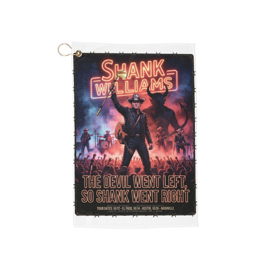 The Devil Went Left Golf Towel — "Shank Williams" Golf Noir Gear