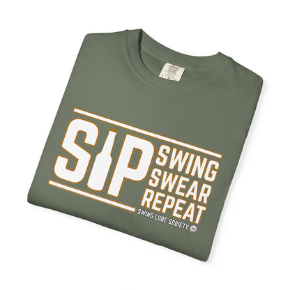 Sip Swing Swear Repeat T-Shirt — Swing Lube Society Signature Apparel