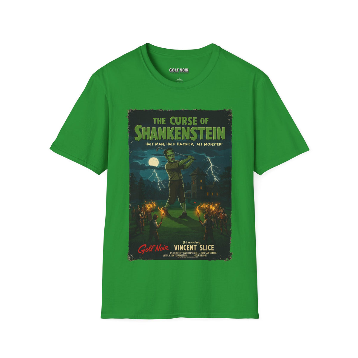 THE CURSE OF SHANKENSTEIN T-Shirt - Starring VINCENT SLICE - Golf Noir Signature Apparel