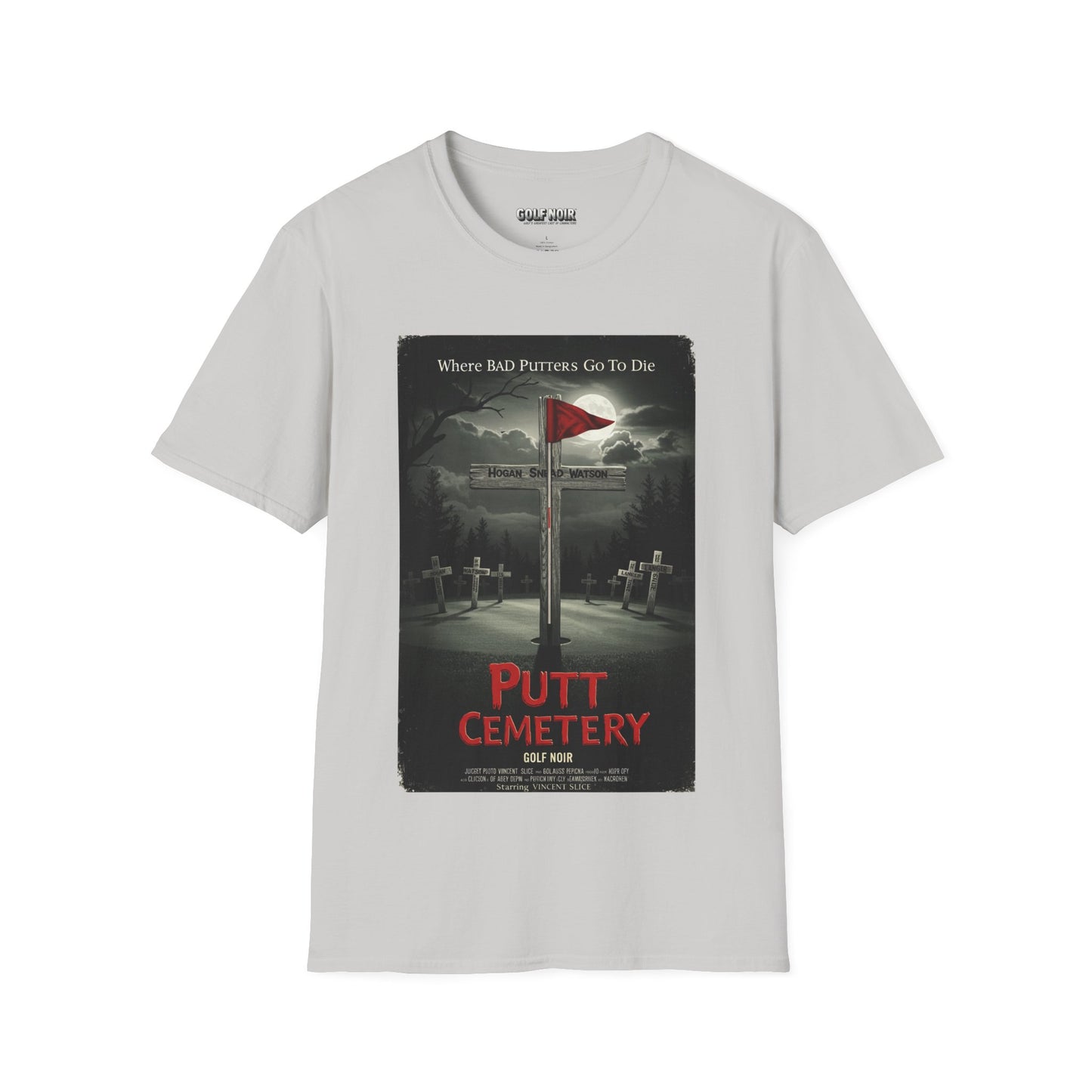 PUTT CEMETARY T-Shirt - Starring VINCENT SLICE - Golf Noir Signature Apparel