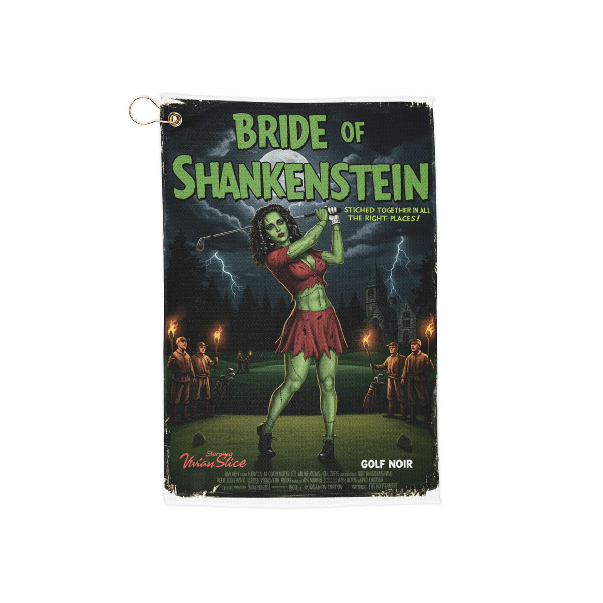 Bride of Shankenstein Golf Towel — Golf Noir Vintage Horror Poster