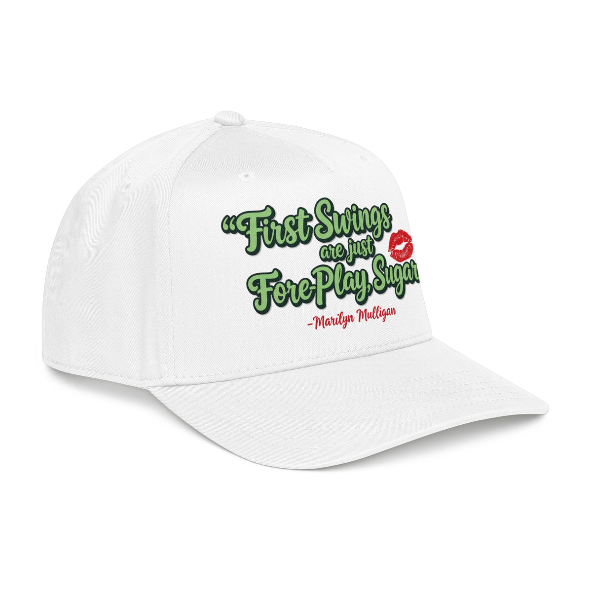 "First Swings are just Fore Play, Sugar!" Baseball Cap - Golf Noir Marilyn Mulligan Statement Headwear