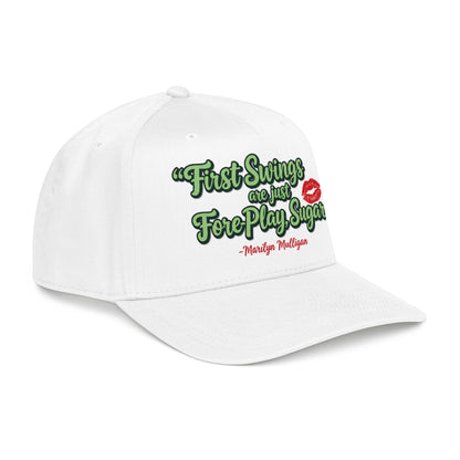 "First Swings are just Fore Play, Sugar!" Baseball Cap - Golf Noir Marilyn Mulligan Statement Headwear