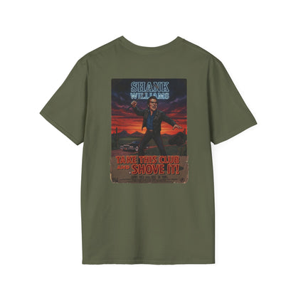 TAKE THIS CLUB AND SHOVE IT! Golf Noir T-Shirt - Starring SHANK WILLIAMS