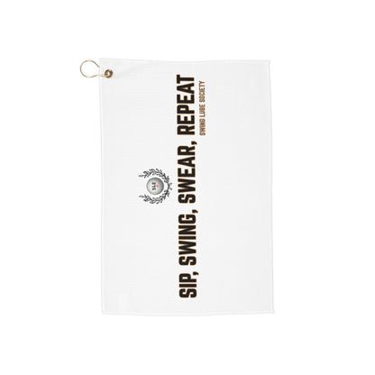 SIP, SWING, SWEAR, REPEAT Golf Towel - Swing Lube Society Trademark Towel