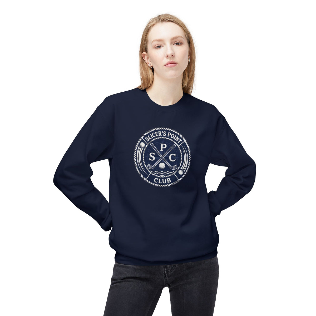 Slicer's Point Club Crewneck Sweatshirt — Fictional Fairways Signature Apparel