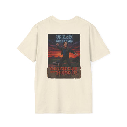 TAKE THIS CLUB AND SHOVE IT! Golf Noir T-Shirt - Starring SHANK WILLIAMS