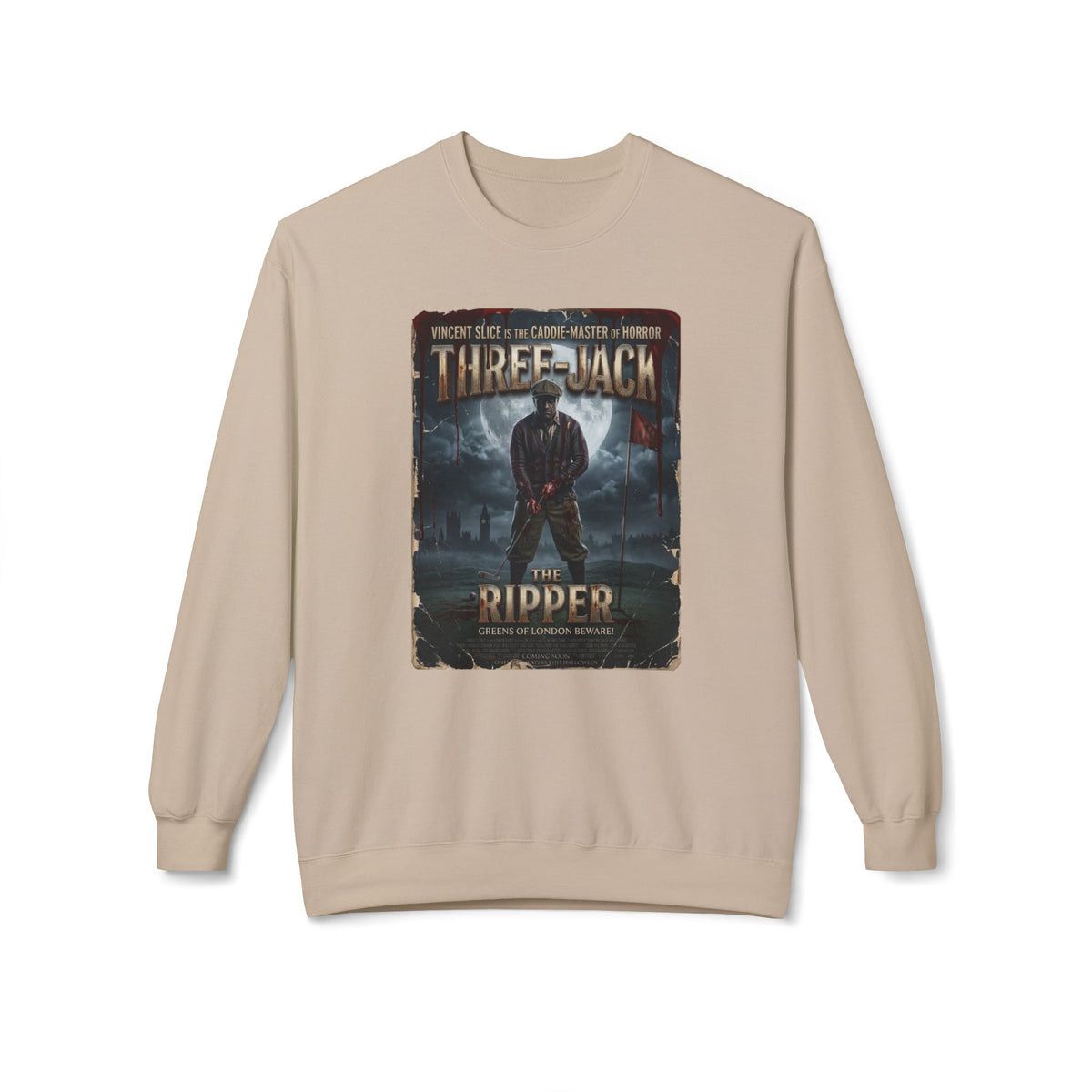 Three-Jack The Ripper Crewneck Sweatshirt - Starring Vincent Slice of GOLF NOIR apparel
