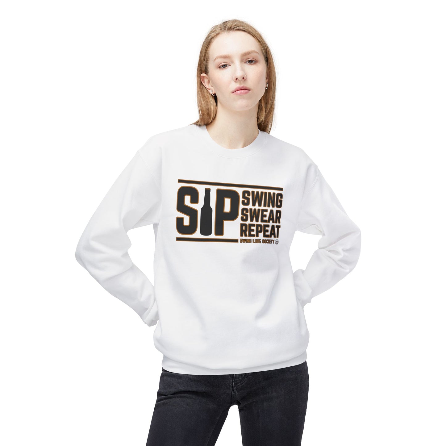 Sip, Swing, Swear, Repeat Midweight Sweatshirt - Swing Lube Society Signature Apparel