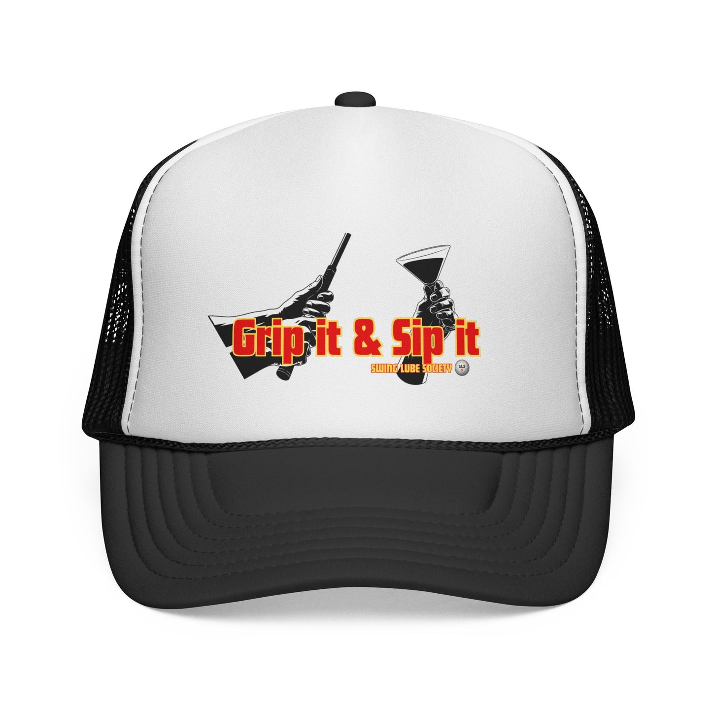 Grip It & Sip It Trucker Cap – Swing Lube Society Headwear