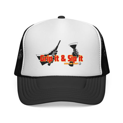Grip It & Sip It Trucker Cap – Swing Lube Society Headwear
