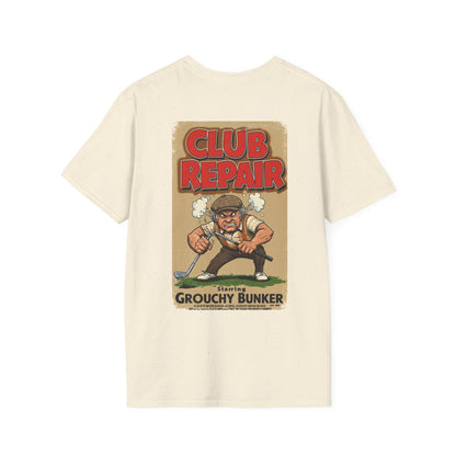 CLUB REPAIR T-Shirt - Starring GROUCHY BUNKER- Golf Noir Signature Apparel