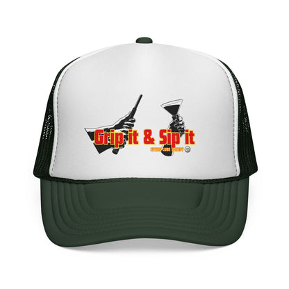 Grip It & Sip It Trucker Cap – Swing Lube Society Headwear