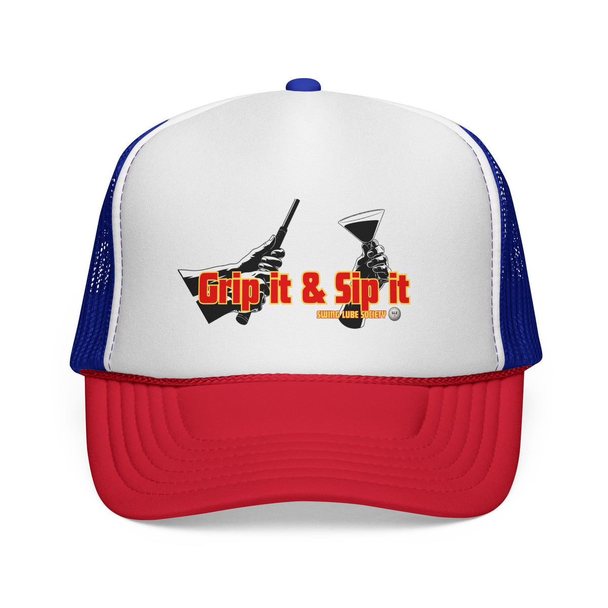 Grip It & Sip It Trucker Cap – Swing Lube Society Headwear