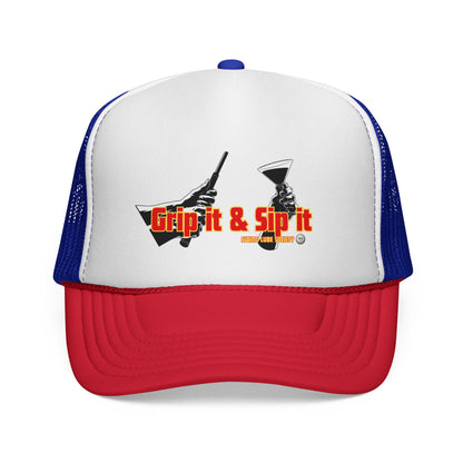 Grip It & Sip It Trucker Cap – Swing Lube Society Headwear