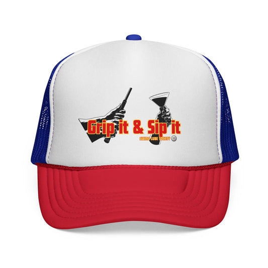 Grip It & Sip It Trucker Cap – Swing Lube Society Headwear