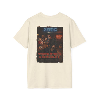 WOMEN, WEDGES, & WHISKEY GOLF NOIR T-Shirt - Starring SHANK WILLIAMS