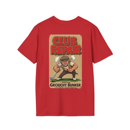 CLUB REPAIR T-Shirt - Starring GROUCHY BUNKER- Golf Noir Signature Apparel