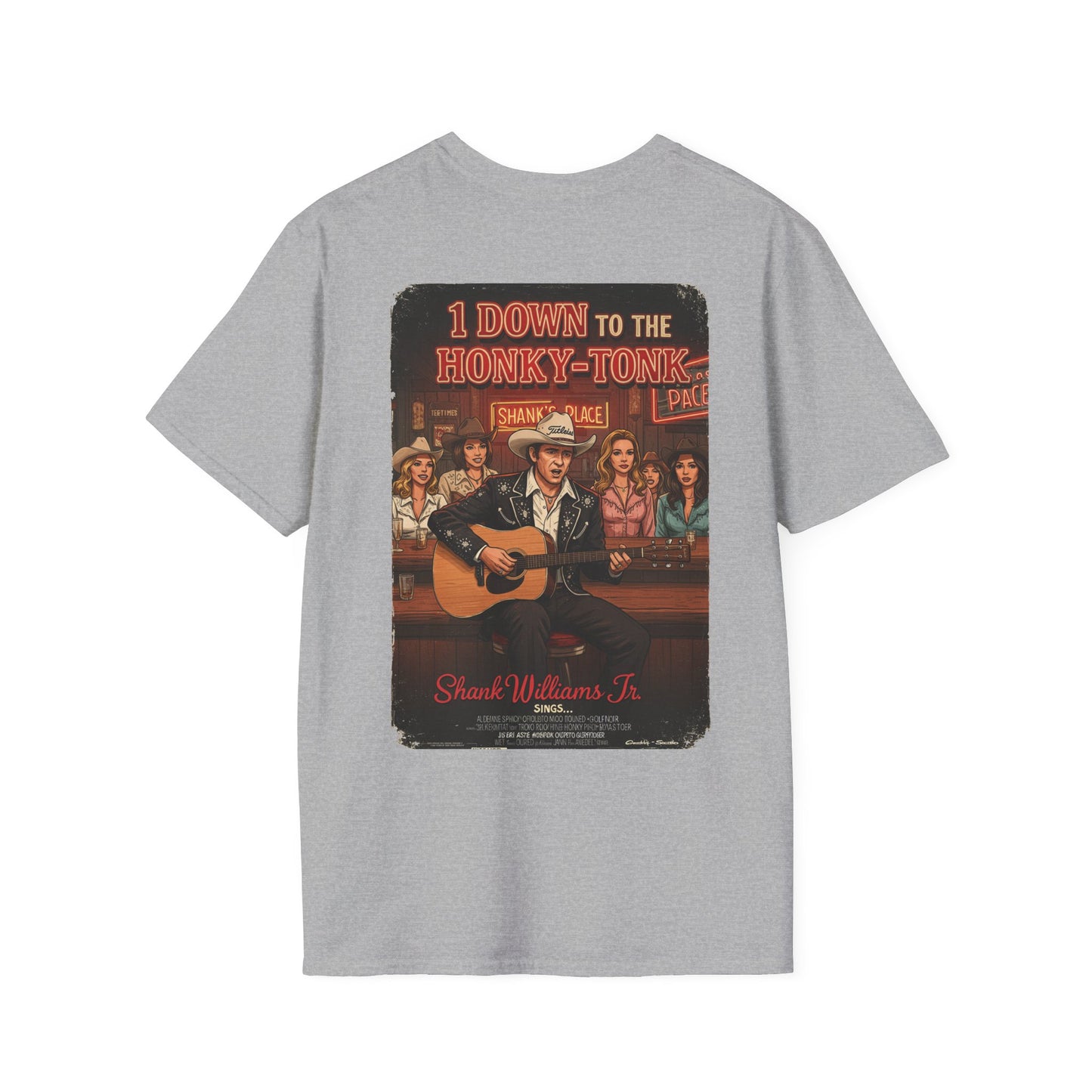 1 DOWN TO THE HONKY-TONK T-Shirt - Starring SHANK WILLIAMS JR.- Golf Noir Signature Apparel