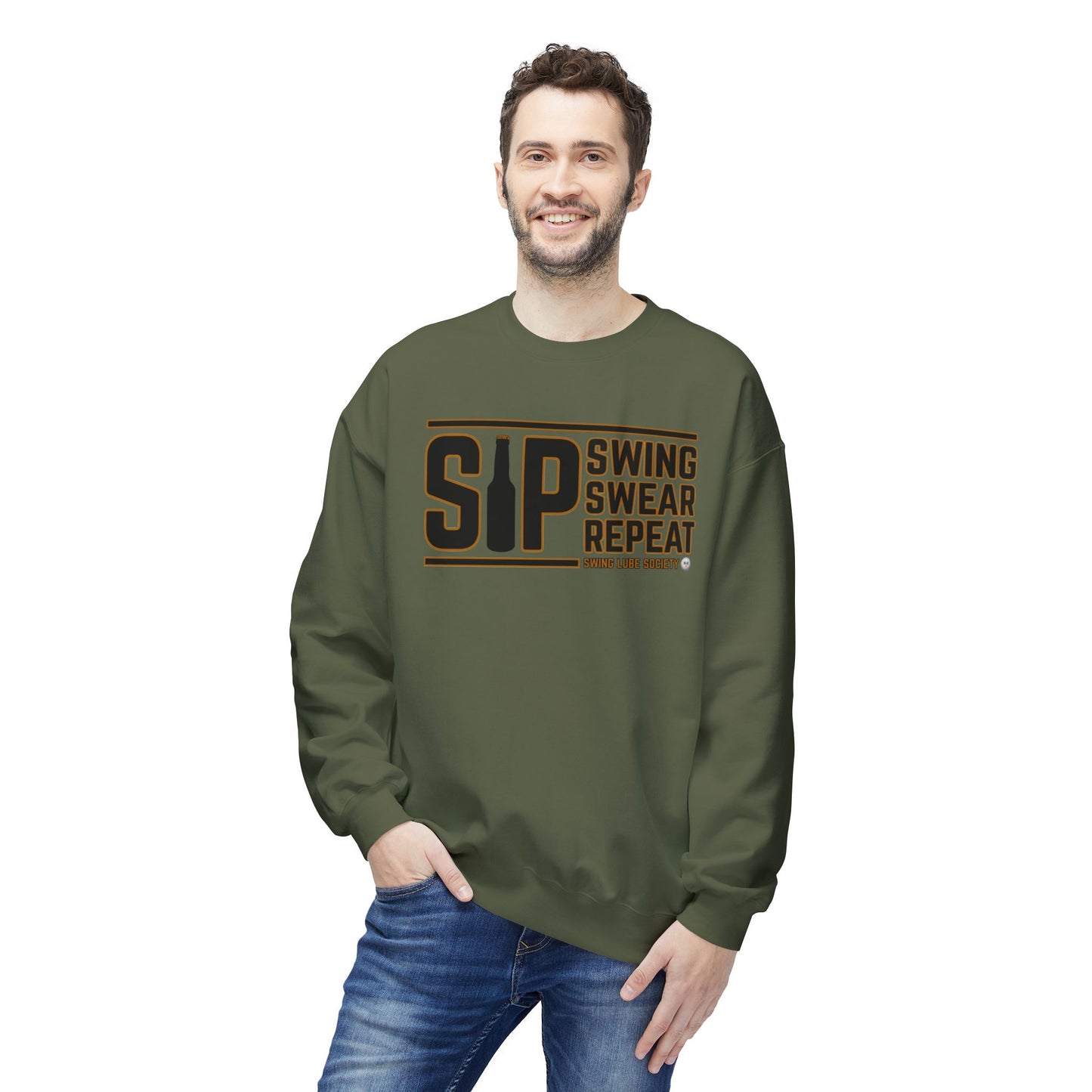 Sip, Swing, Swear, Repeat Midweight Sweatshirt - Swing Lube Society Signature Apparel