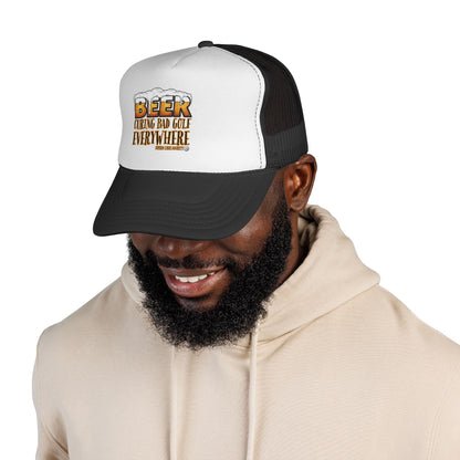 Beer Curing Bad Golf Everywhere Trucker Cap — Swing Lube Society Headwear