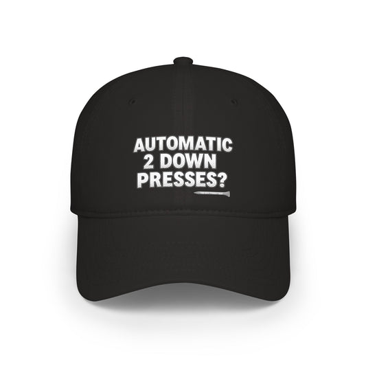 Automatic 2 Down Presses? Low Profile Golf Hat — Tee Box Trash Talk Signature Headwear