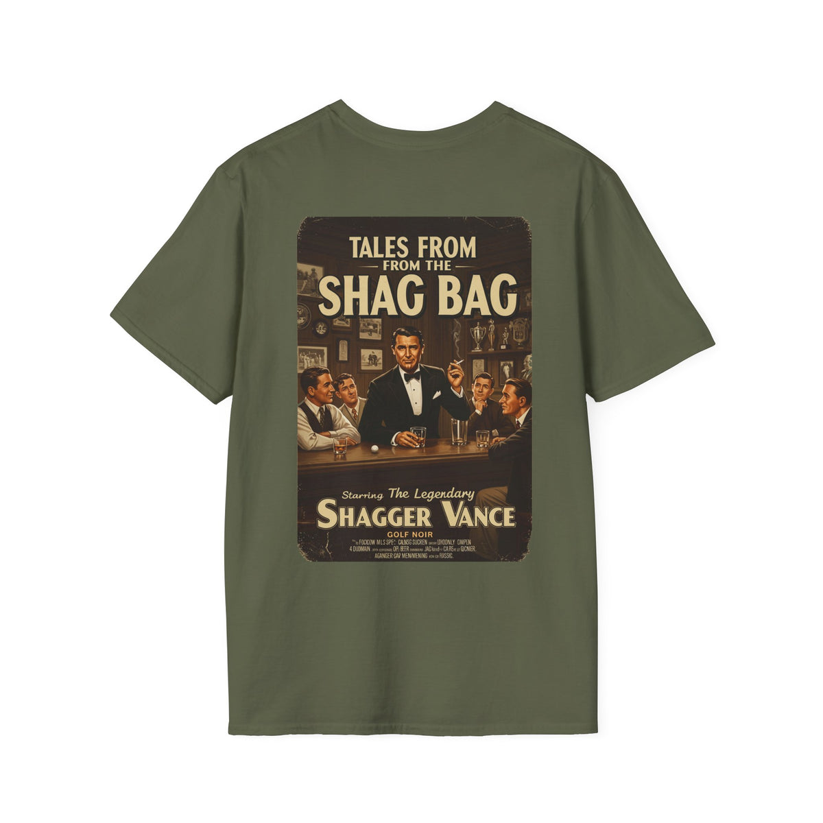 TALES FROM THE SHAG BAG T-Shirt - Starring THE LEGENDARY SHAGGER VANCE- Golf Noir Signature Apparel