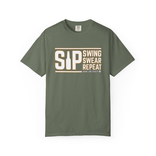 Sip Swing Swear Repeat T-Shirt — Swing Lube Society Signature Apparel