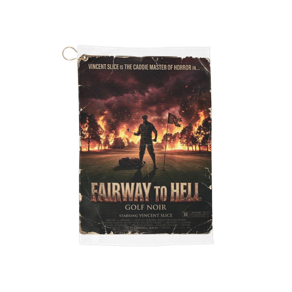 Fairway to Hell Golf Towel — Starring Vincent Slice of GOLF NOIR