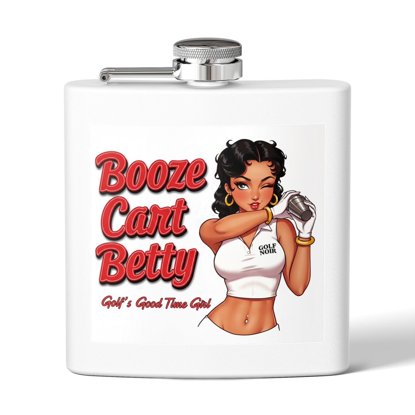 Booze Cart Betty Stainless Steel Flask - "Golf's Good Time Girl" Accessories
