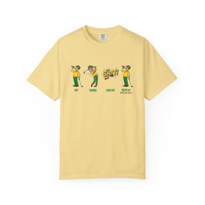 "Sip, Swing, Swear, Repeat" Golf T‑Shirt - Swing Lube Society Signature Apparel