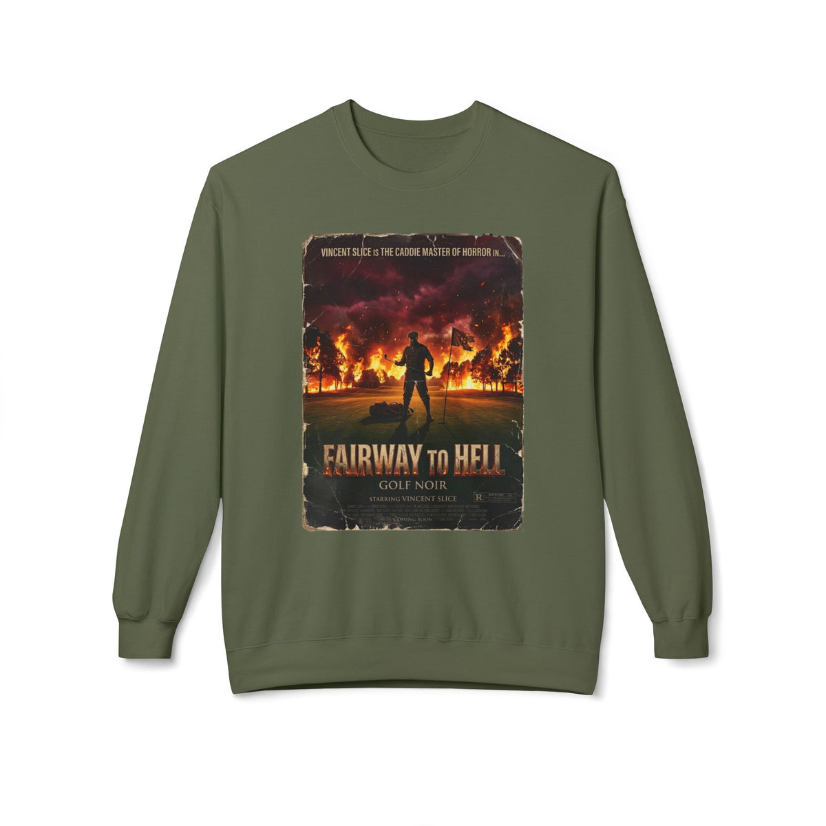 Fairway to Hell Crewneck Sweatshirt – Starring Vincent Slice of GOLF NOIR